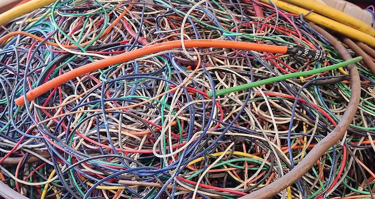 Wire and electronic waste ready for processing